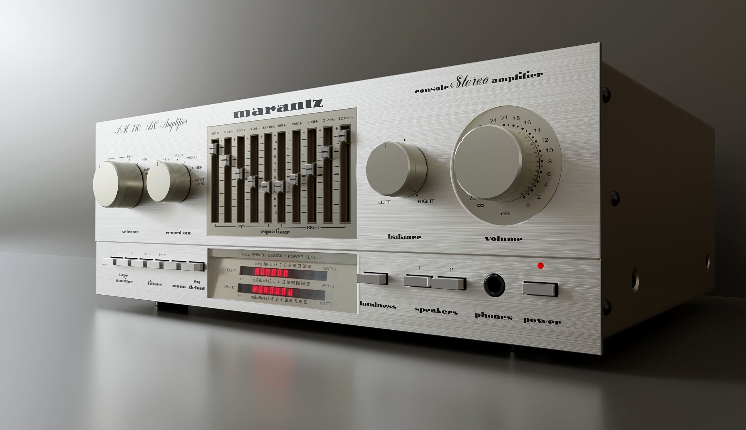 Japanese vintage amplifier 710 3D model_2