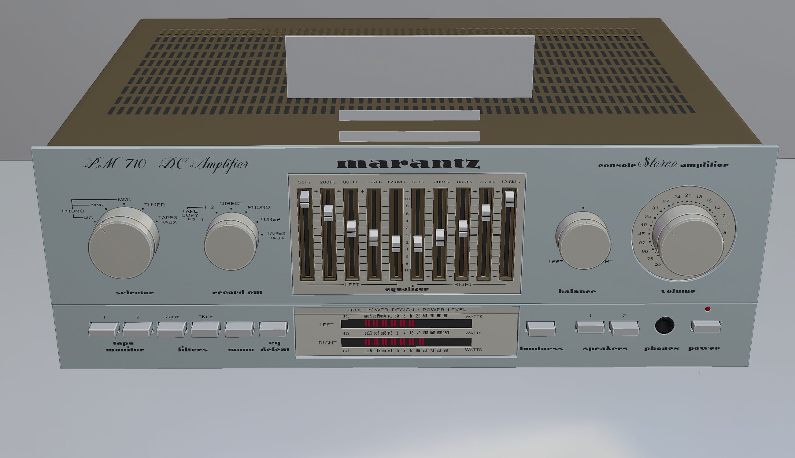Japanese vintage amplifier 710 3D model_6