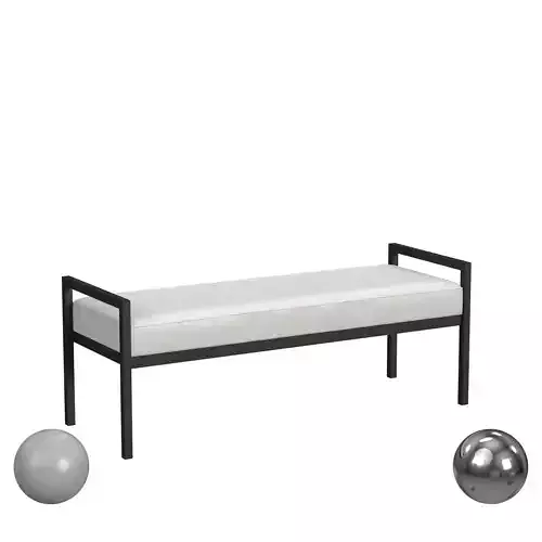 HomePop Modern Metal Sherpa Bench - Cream Boucle