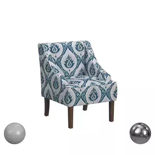 HomePop Classic Swoop Arm Chair - Blue Ikat Medallion Print