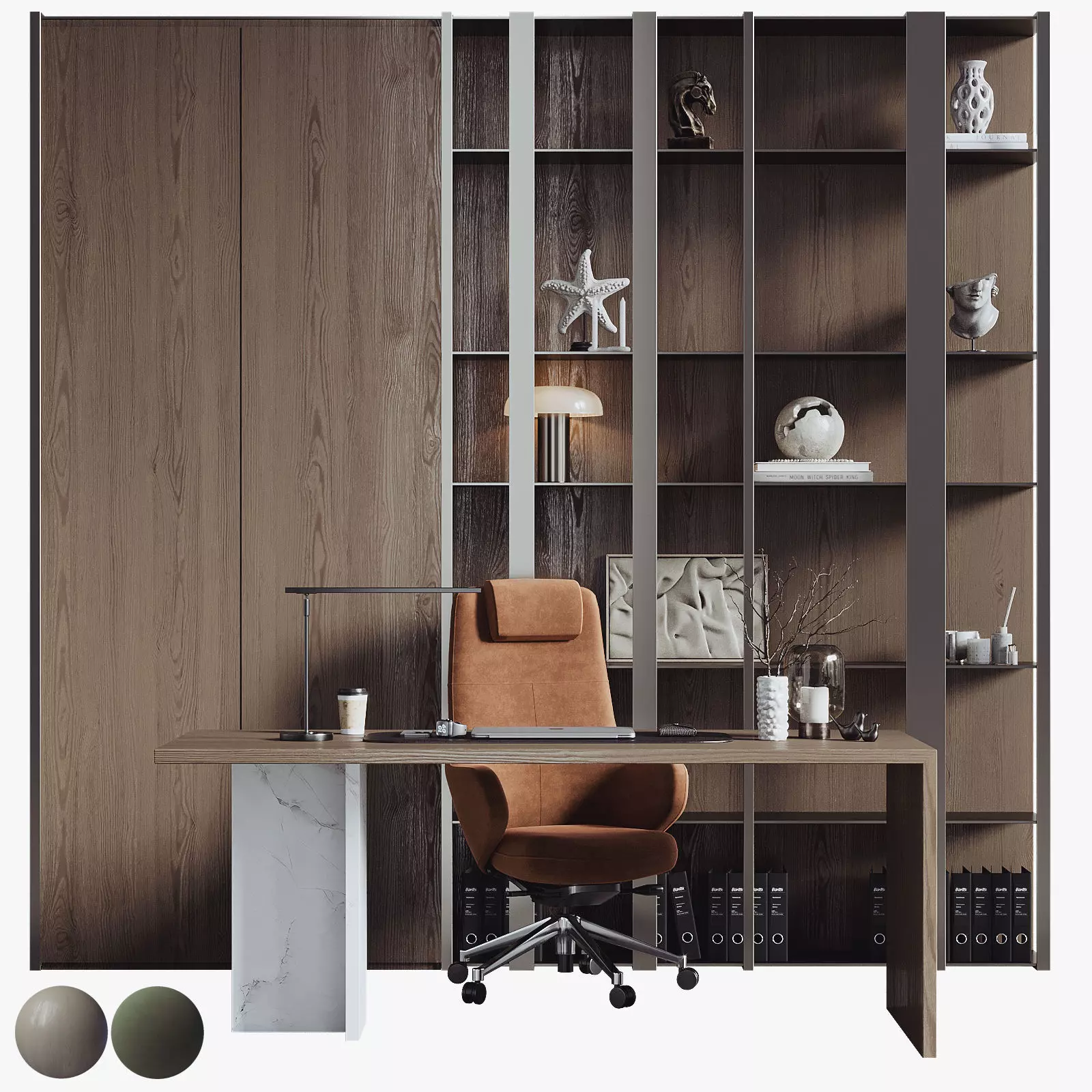 Modern Executive Boss Desk Office Furniture Set 37 3D model