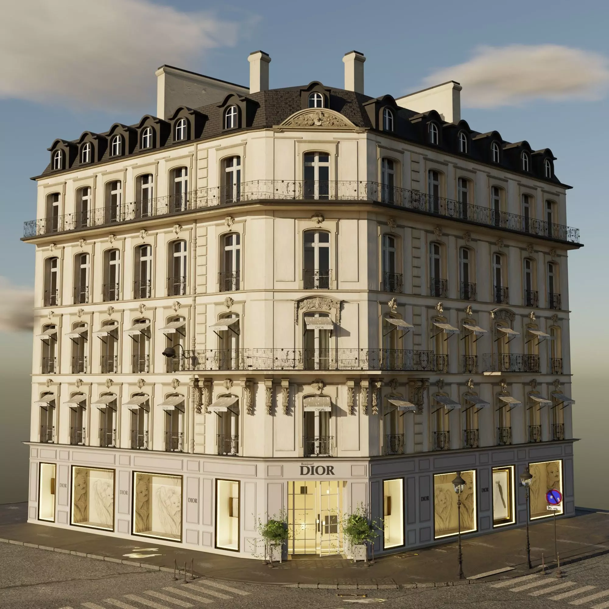 Dior  paris Low-poly 3D model_13