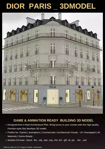 Dior  paris Low-poly 3D model