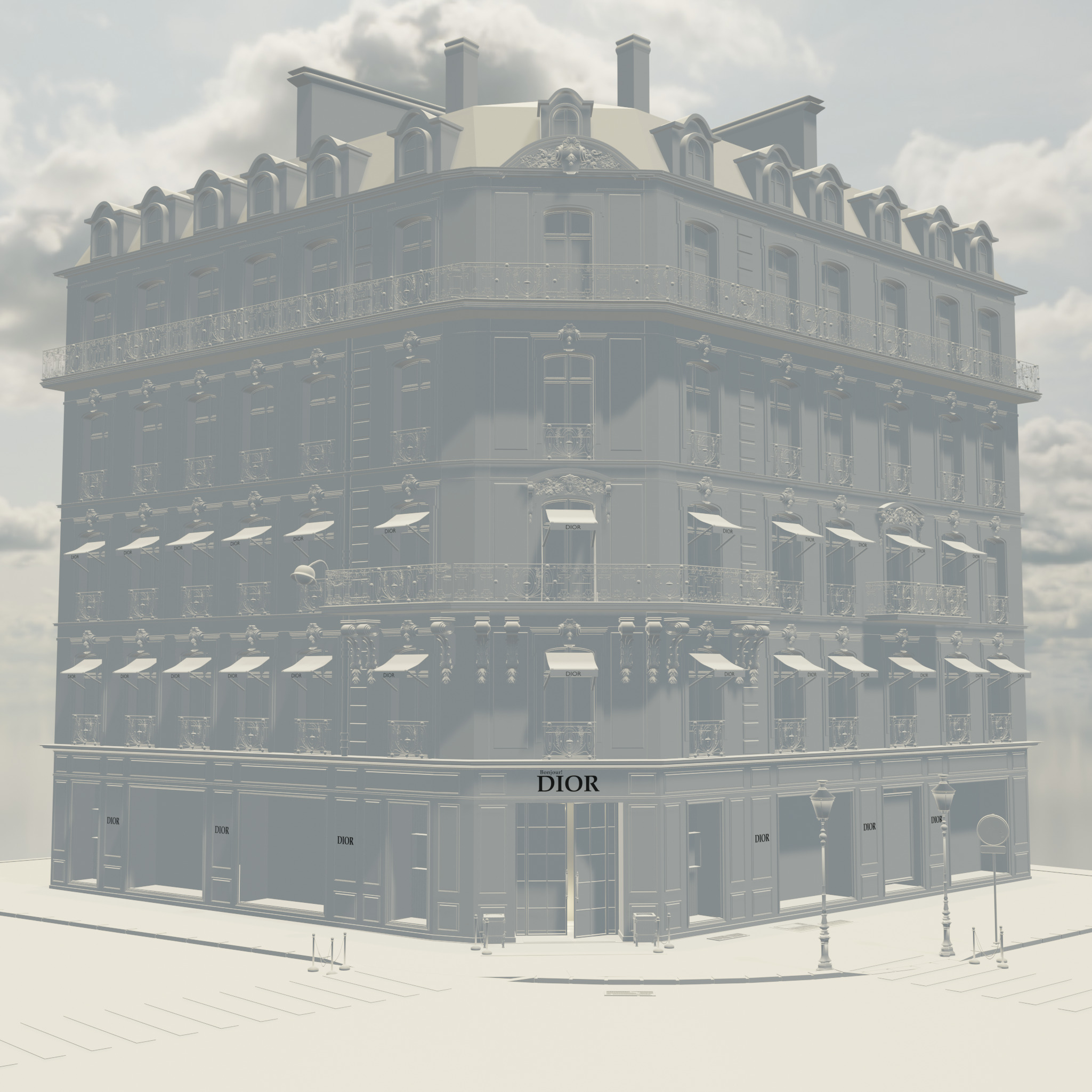 Dior  paris Low-poly 3D model_19