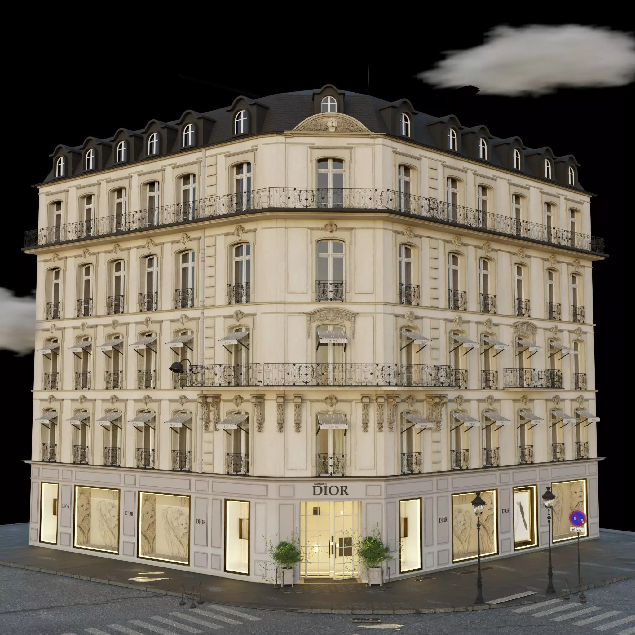 Dior  paris Low-poly 3D model_15