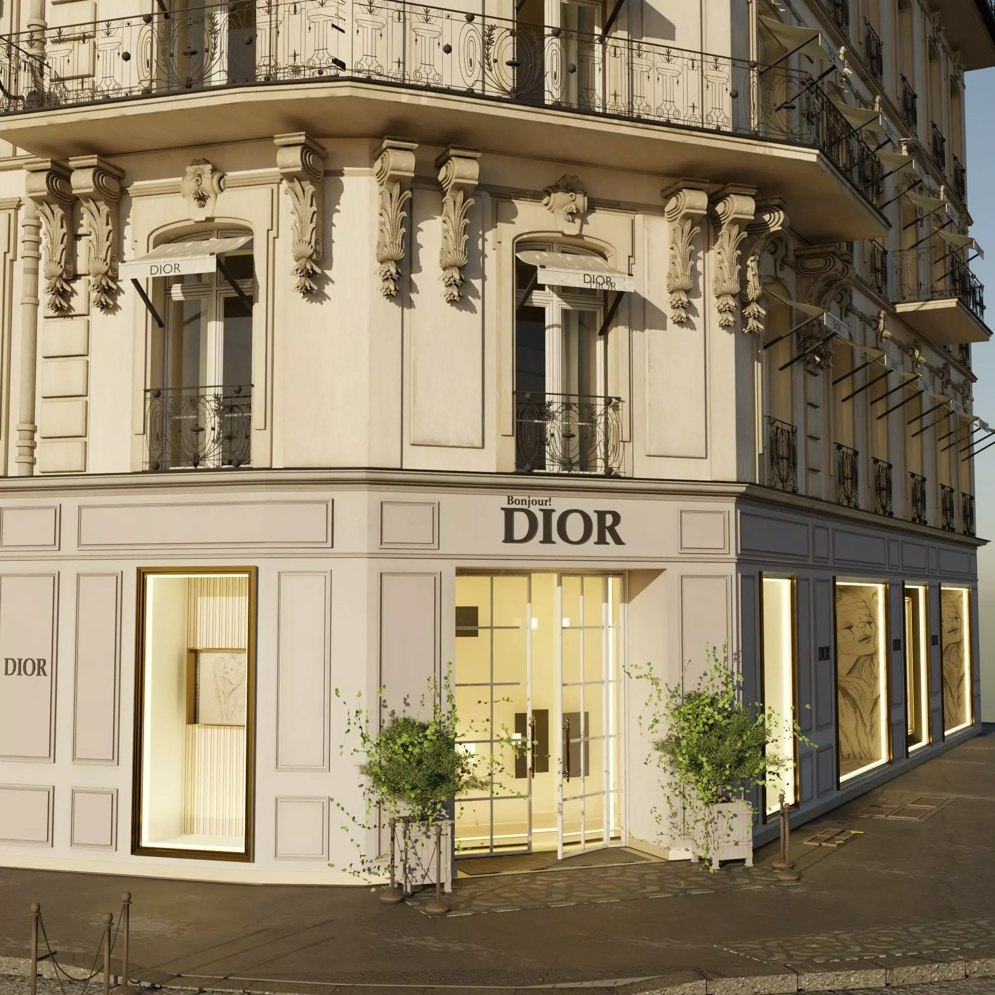 Dior  paris Low-poly 3D model_3