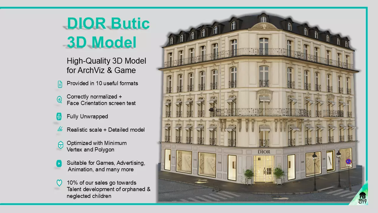 Dior  paris Low-poly 3D model_2