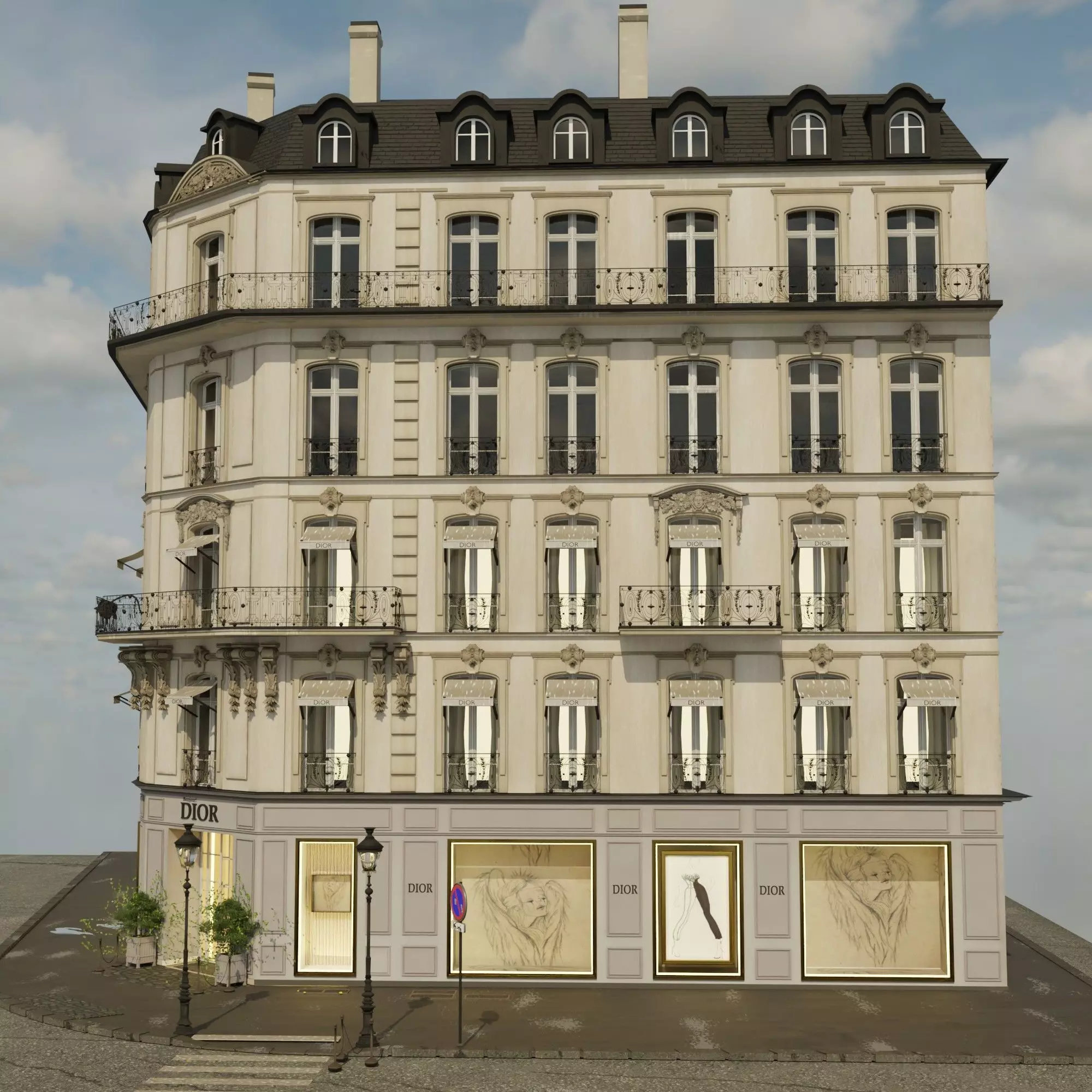 Dior  paris Low-poly 3D model_18