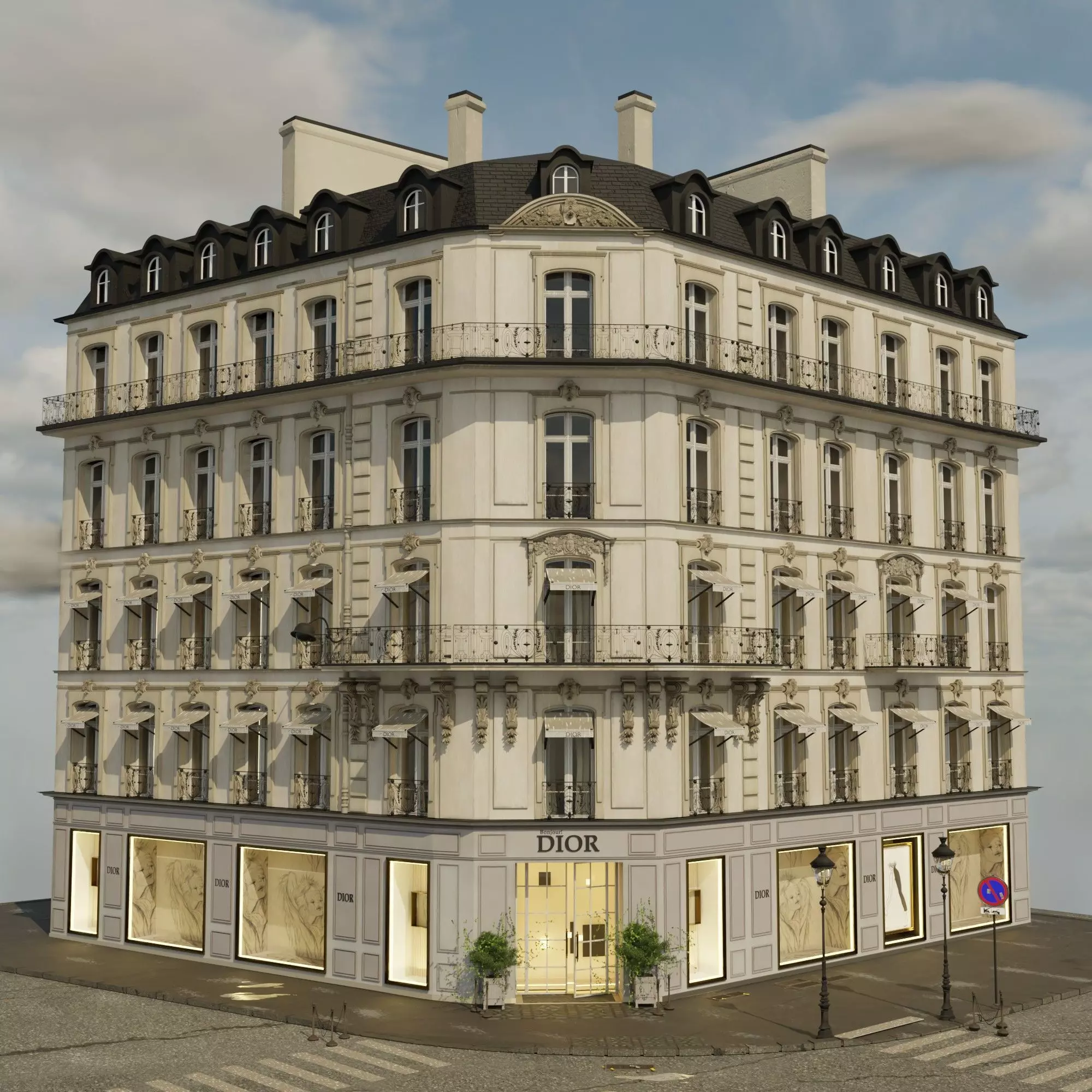 Dior  paris Low-poly 3D model_17