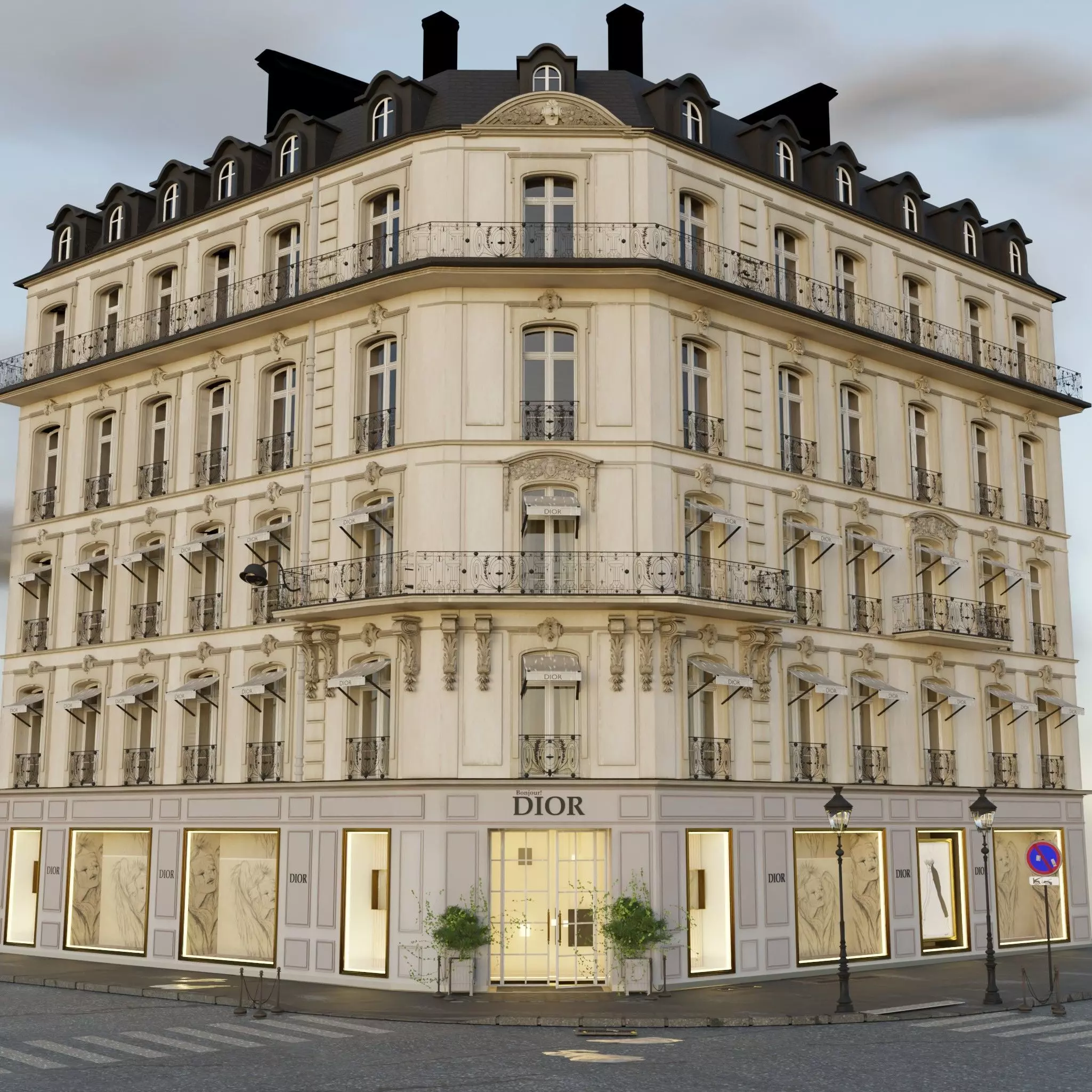 Dior  paris Low-poly 3D model_0