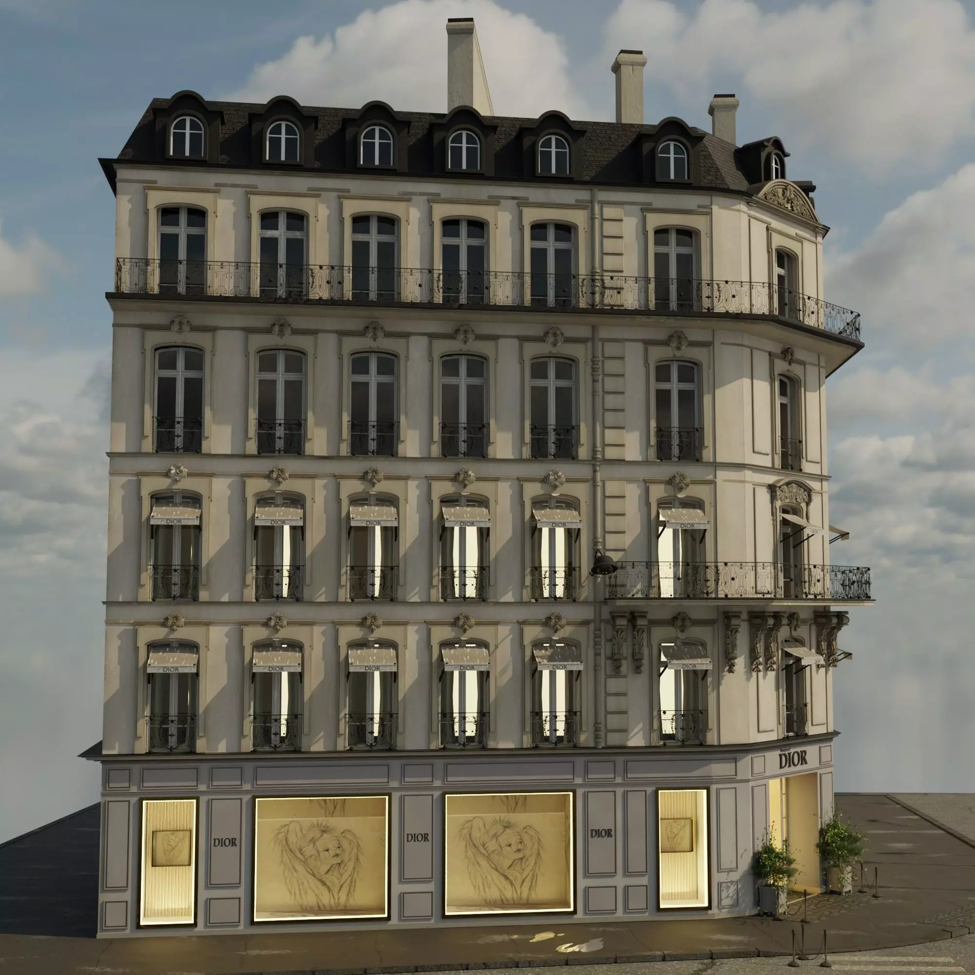 Dior  paris Low-poly 3D model_16