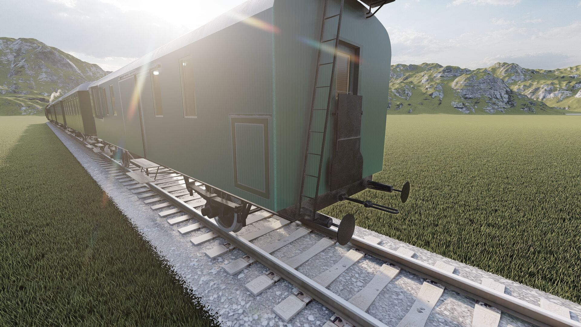 Vintage steam train 3D model_14