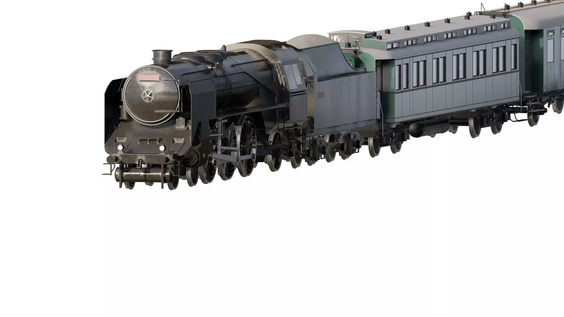 Vintage steam train 3D model_0