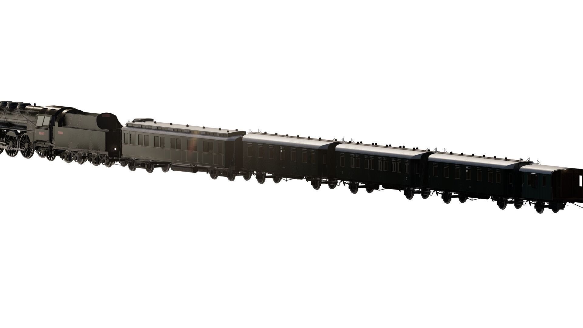 Vintage steam train 3D model_2
