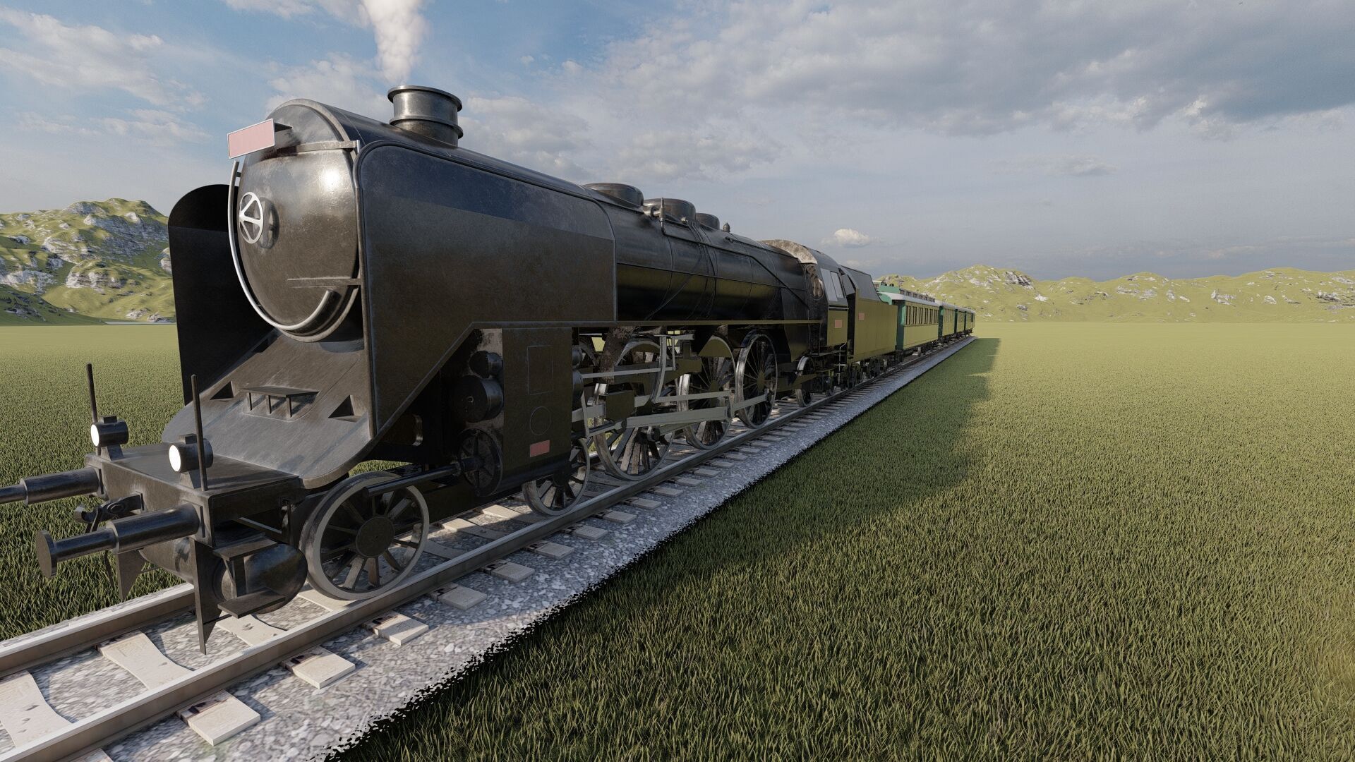 Vintage steam train 3D model_5