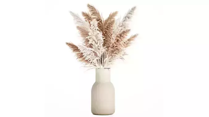White Bouquet Dried Flowers With Branches Pampas 547