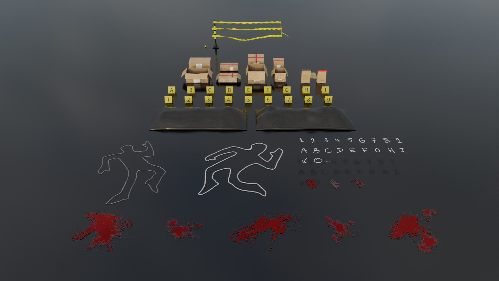 Crime Scene - Assets Pack Low-poly 3D model_2