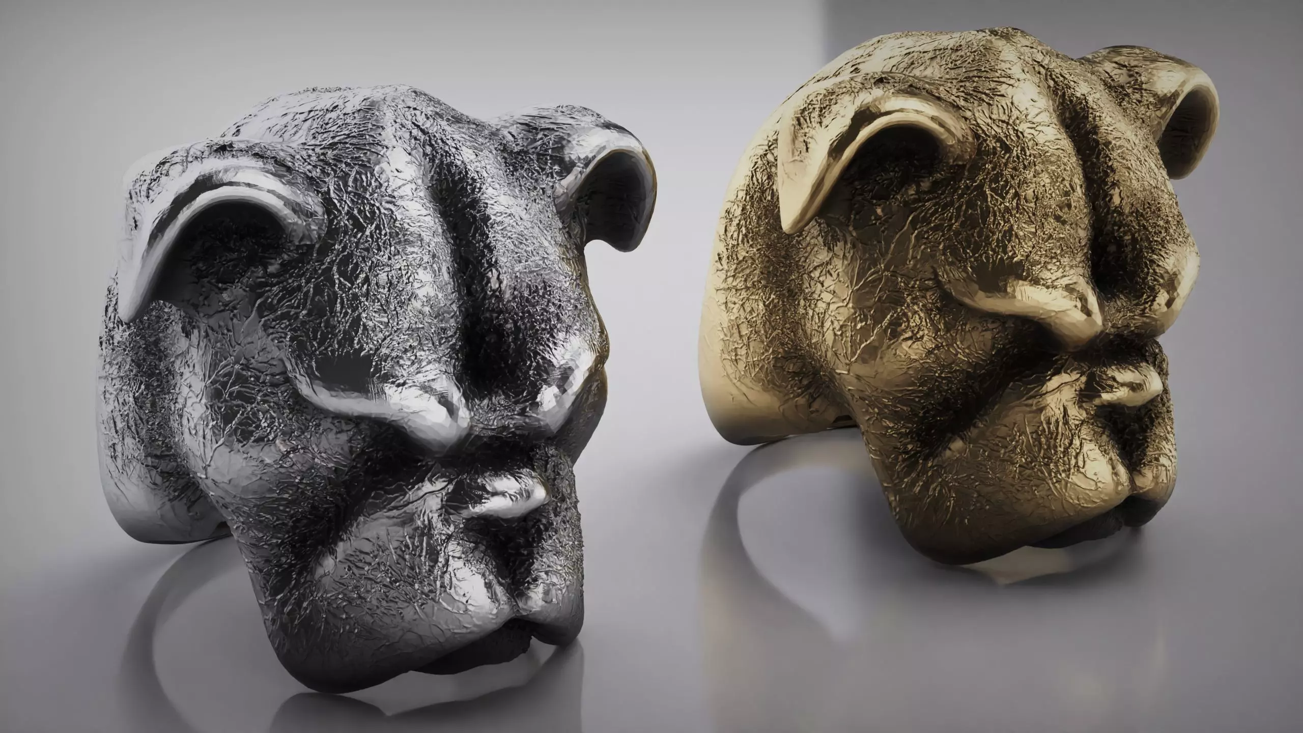 Bulldog Ring - Animal Ring - Head Ring 3D print model