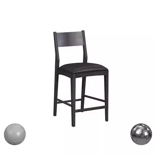 ROONEY LEATHERWOOD 26 COUNTER STOOL JET BLACK