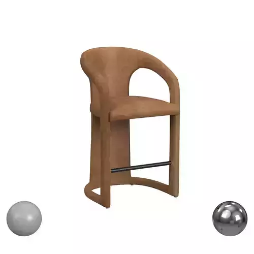  Archie Distressed Leather 26 Counter Stool Maple Brown 3D model