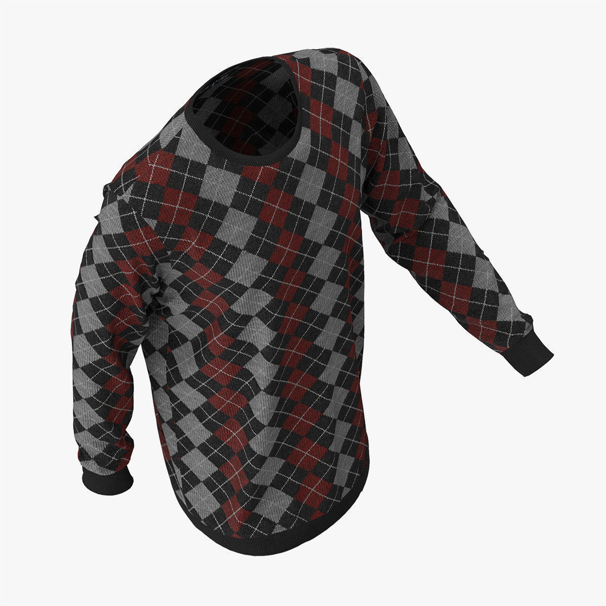 Sweater argyle 3D model_1