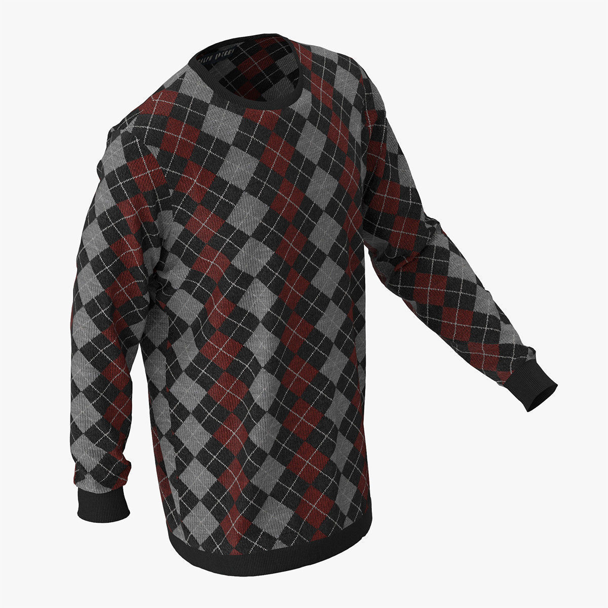 Sweater argyle 3D model_3