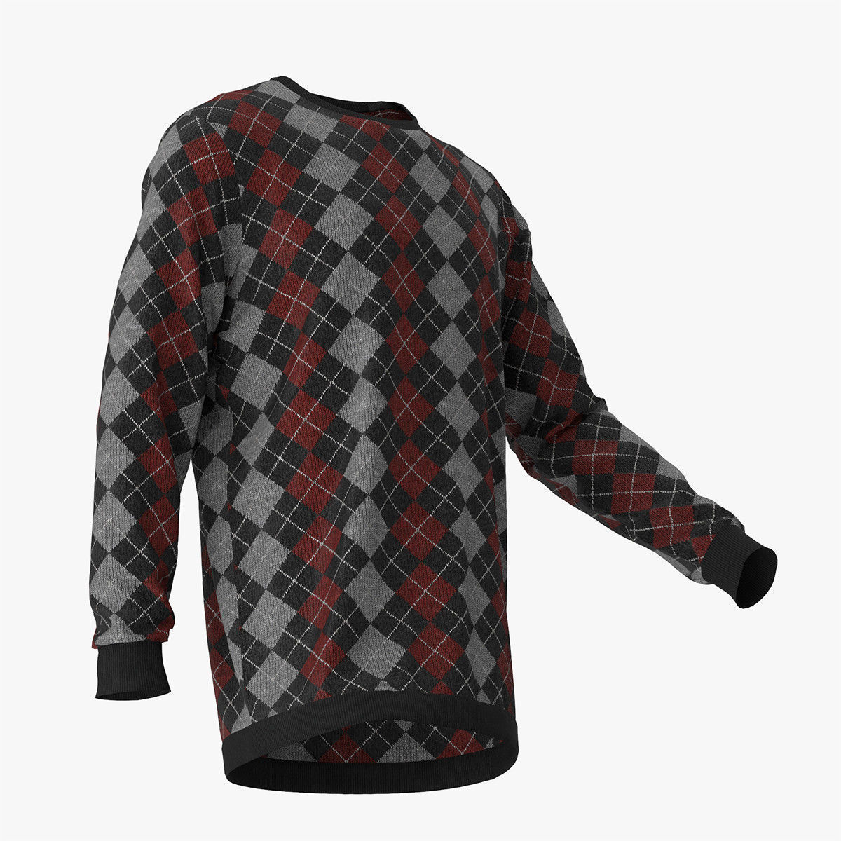Sweater argyle 3D model_2