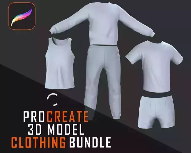 Procreate 3D Clothing Bundle  5 model Pack