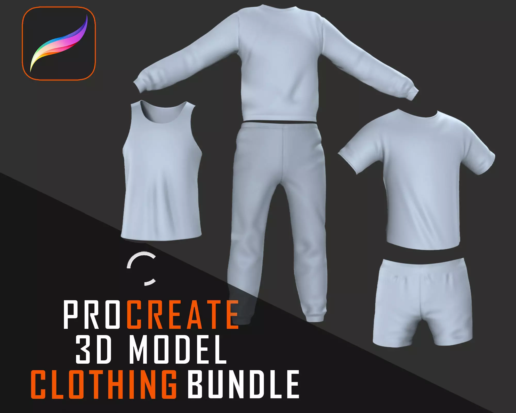 Procreate 3D Clothing Bundle 5 model Pack 3D model_0