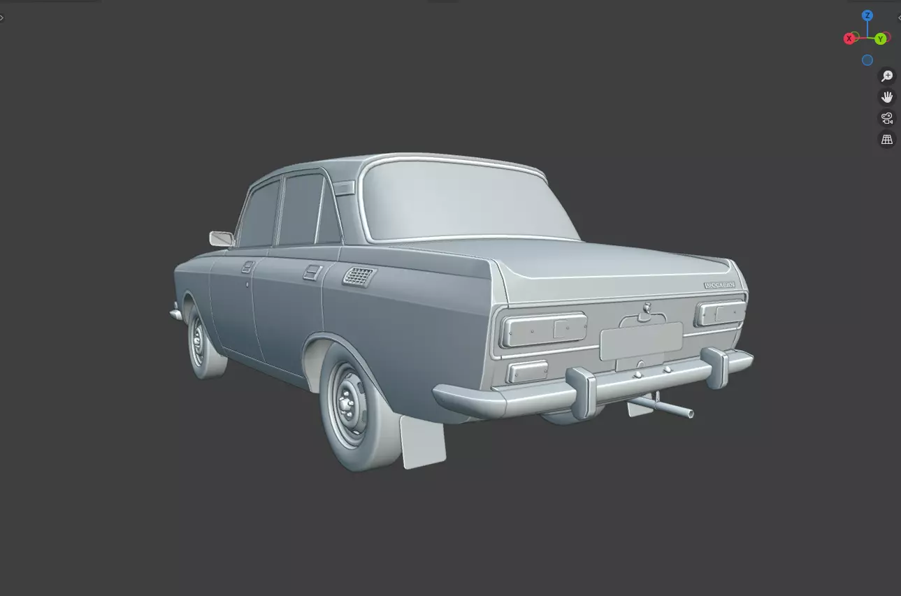 Retro Sedan AZLK 2140 Moskvitch Low-poly 3D model_5