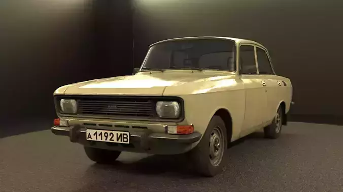 Retro Sedan AZLK 2140 Moskvitch Low-poly 3D model