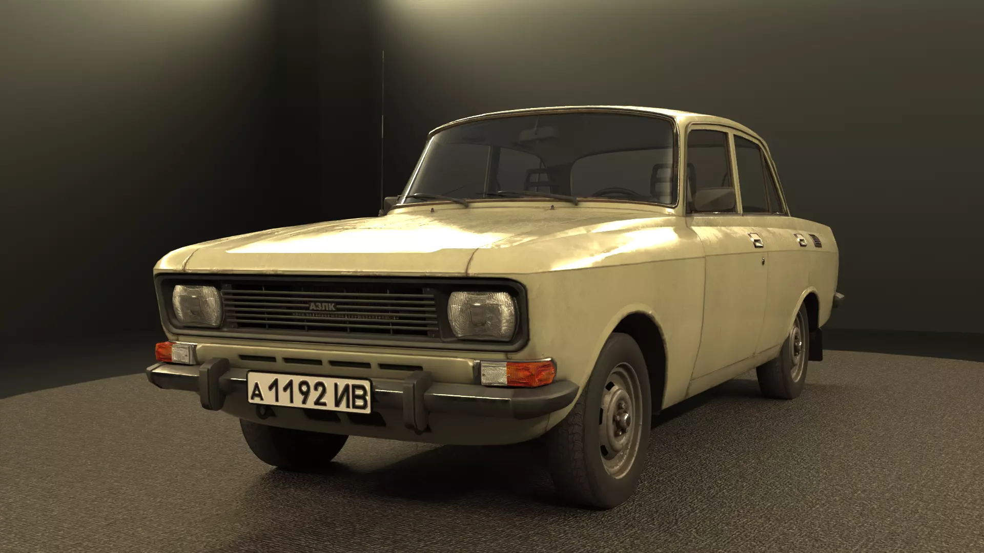 Retro Sedan AZLK 2140 Moskvitch Low-poly 3D model_0