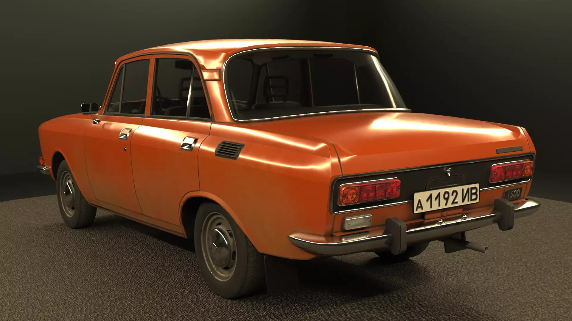Retro Sedan AZLK 2140 Moskvitch Low-poly 3D model_3