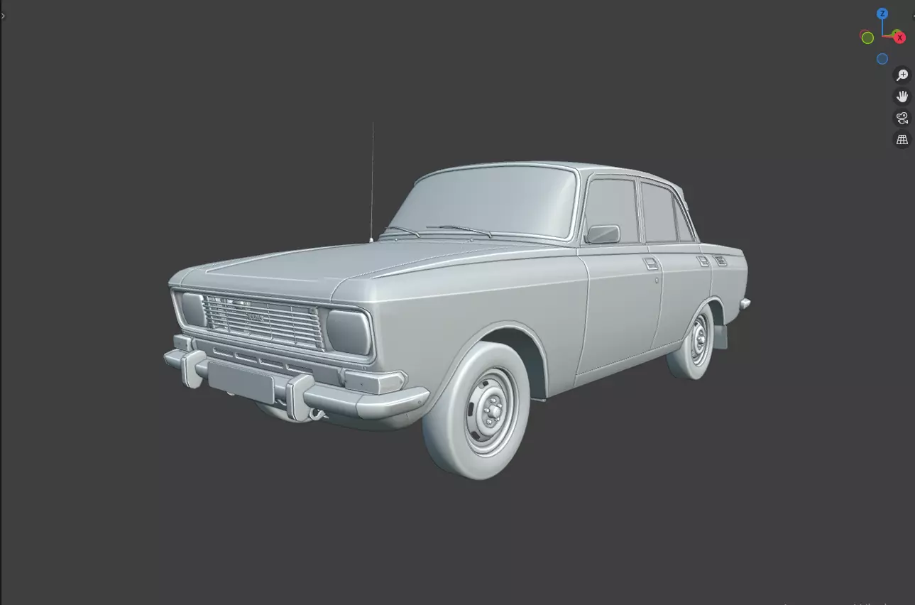 Retro Sedan AZLK 2140 Moskvitch Low-poly 3D model_4