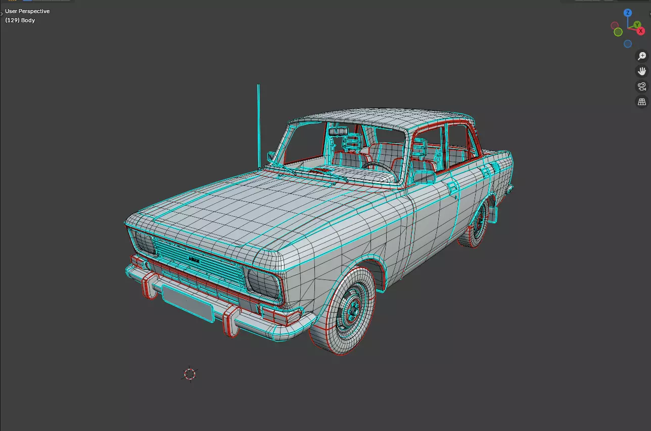 Retro Sedan AZLK 2140 Moskvitch Low-poly 3D model_9