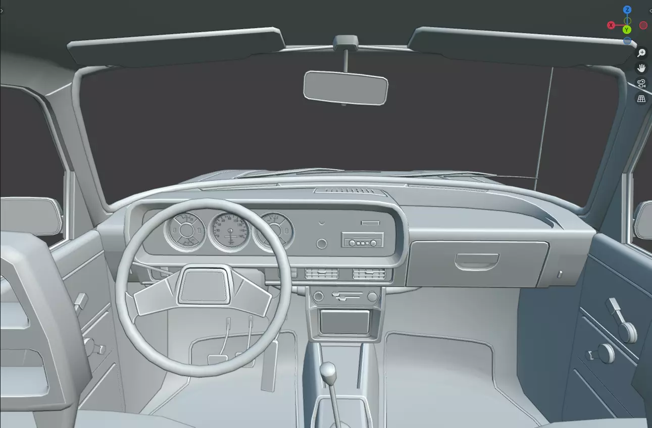 Retro Sedan AZLK 2140 Moskvitch Low-poly 3D model_6