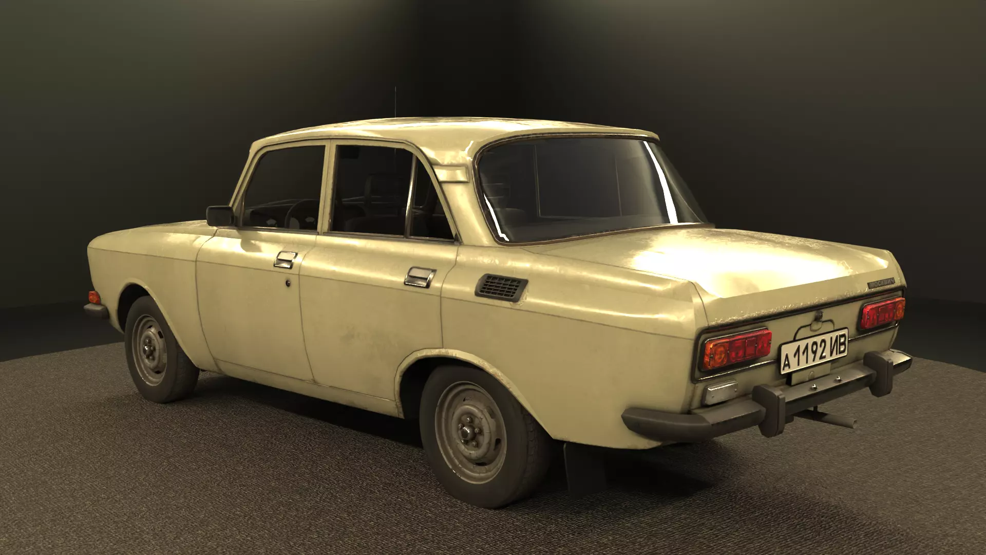 Retro Sedan AZLK 2140 Moskvitch Low-poly 3D model_1