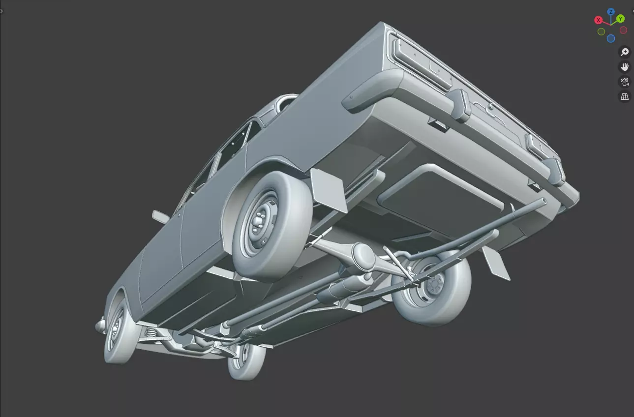 Retro Sedan AZLK 2140 Moskvitch Low-poly 3D model_8