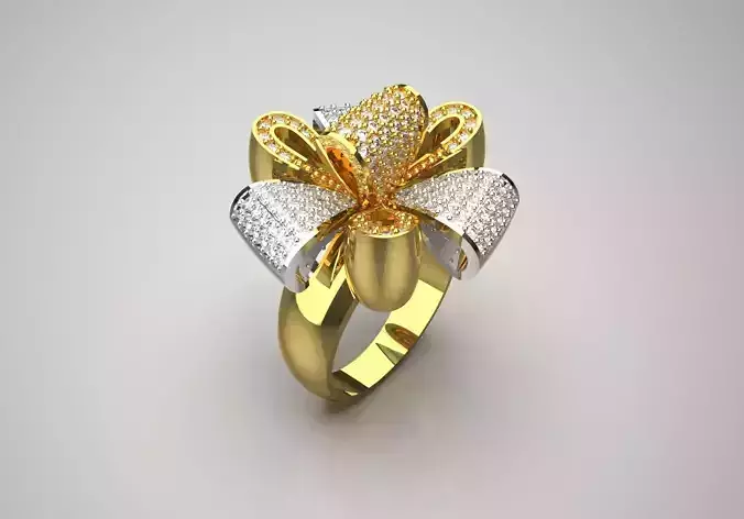 Luxury two-tone flower design ring with diamonds model jr00072