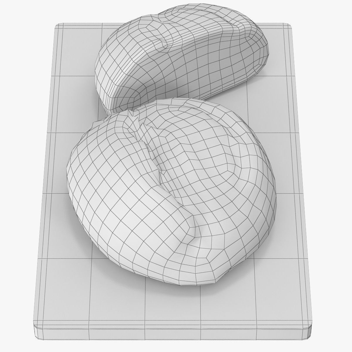 Bread two slices of on wooden board Low-poly 3D model_13