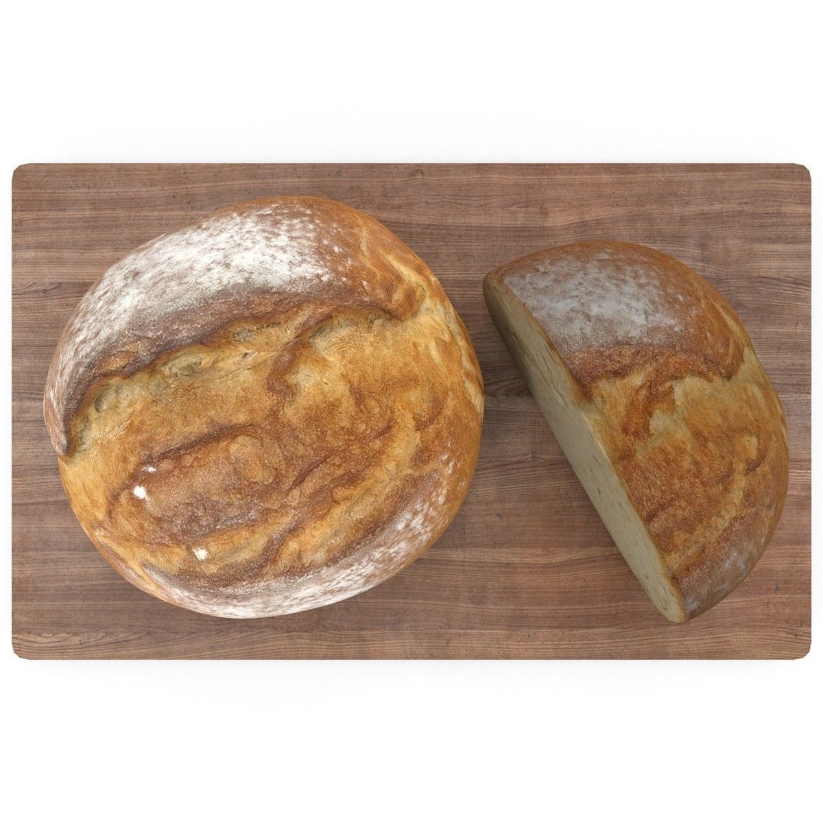 Bread two slices of on wooden board Low-poly 3D model_6