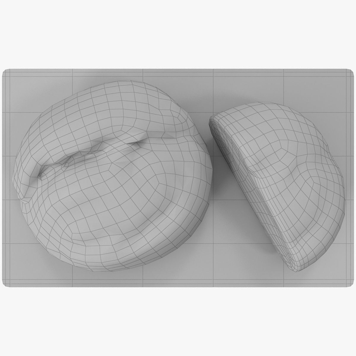Bread two slices of on wooden board Low-poly 3D model_12