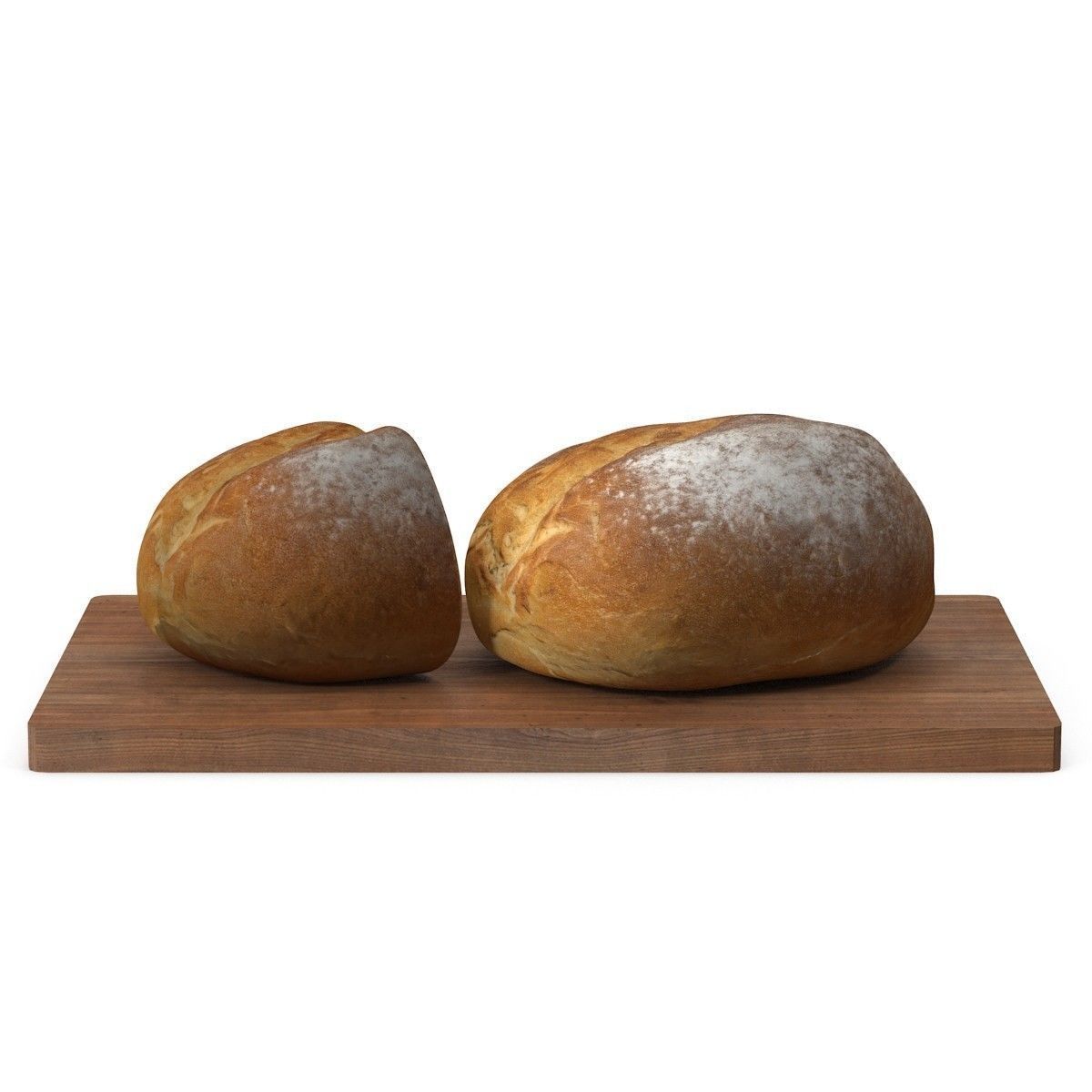 Bread two slices of on wooden board Low-poly 3D model_2