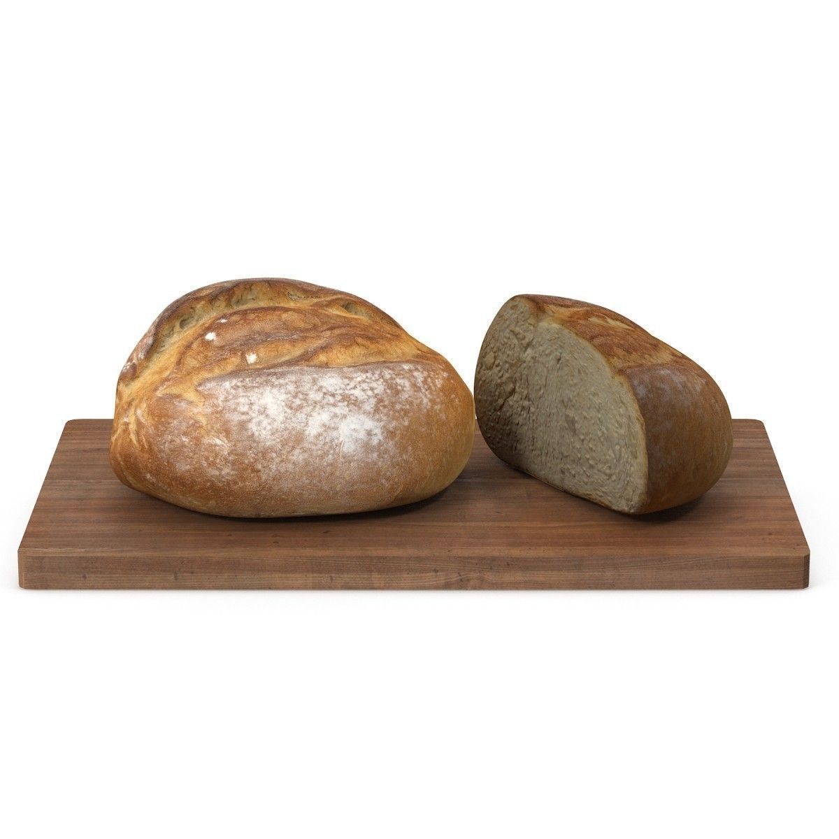 Bread two slices of on wooden board Low-poly 3D model_5