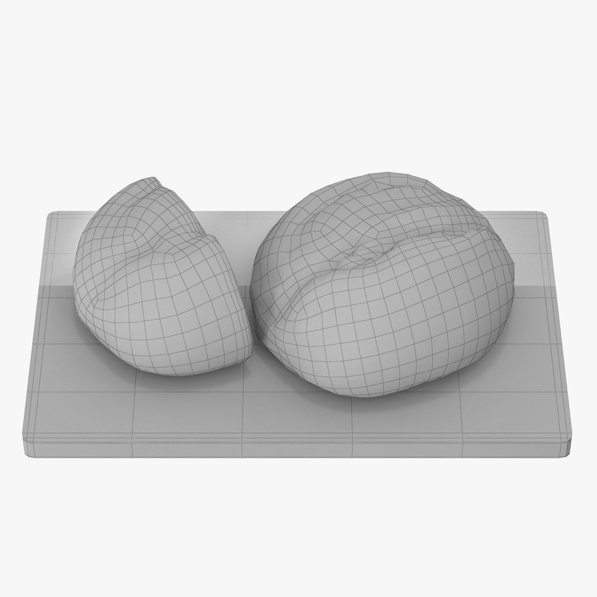Bread two slices of on wooden board Low-poly 3D model_11