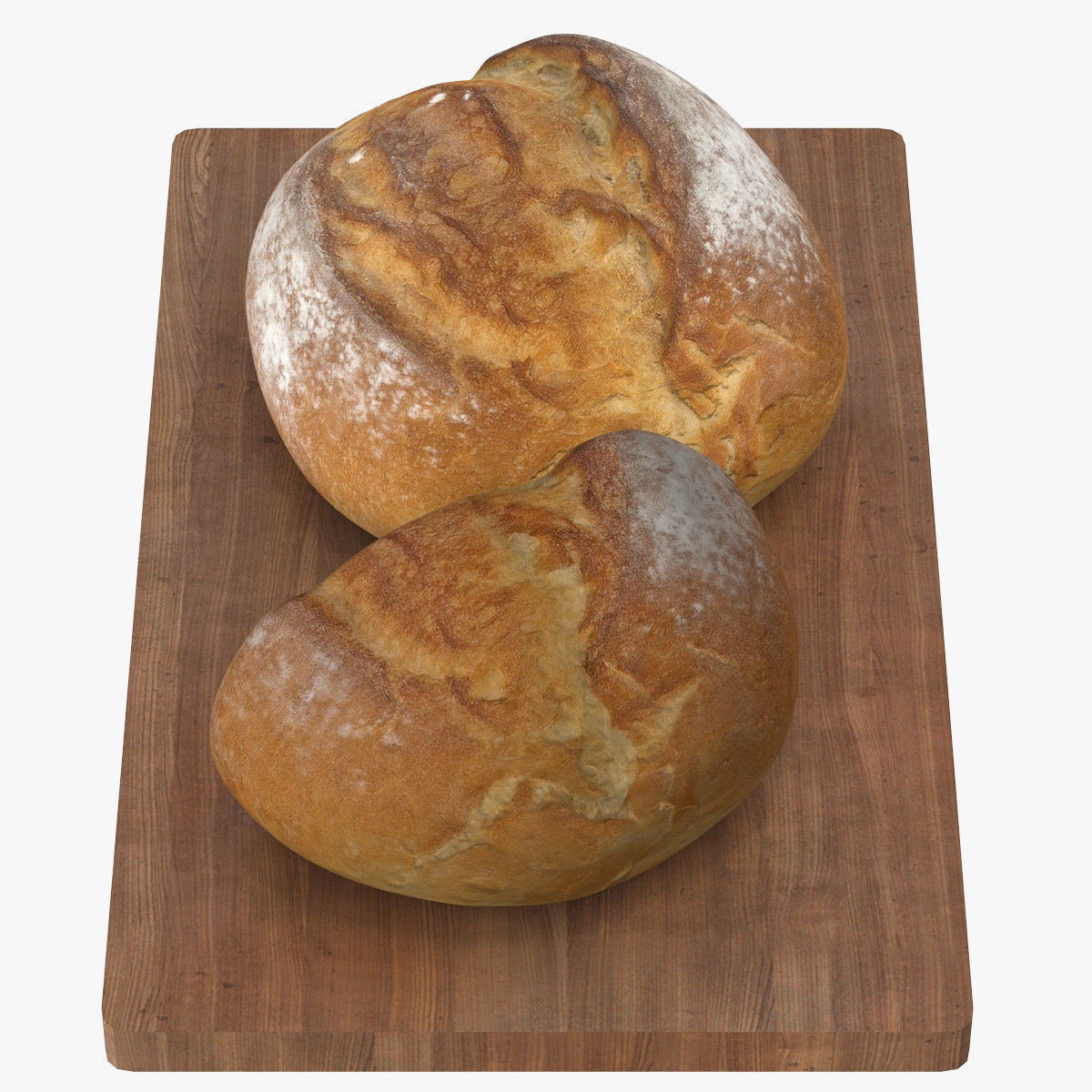 Bread two slices of on wooden board Low-poly 3D model_9