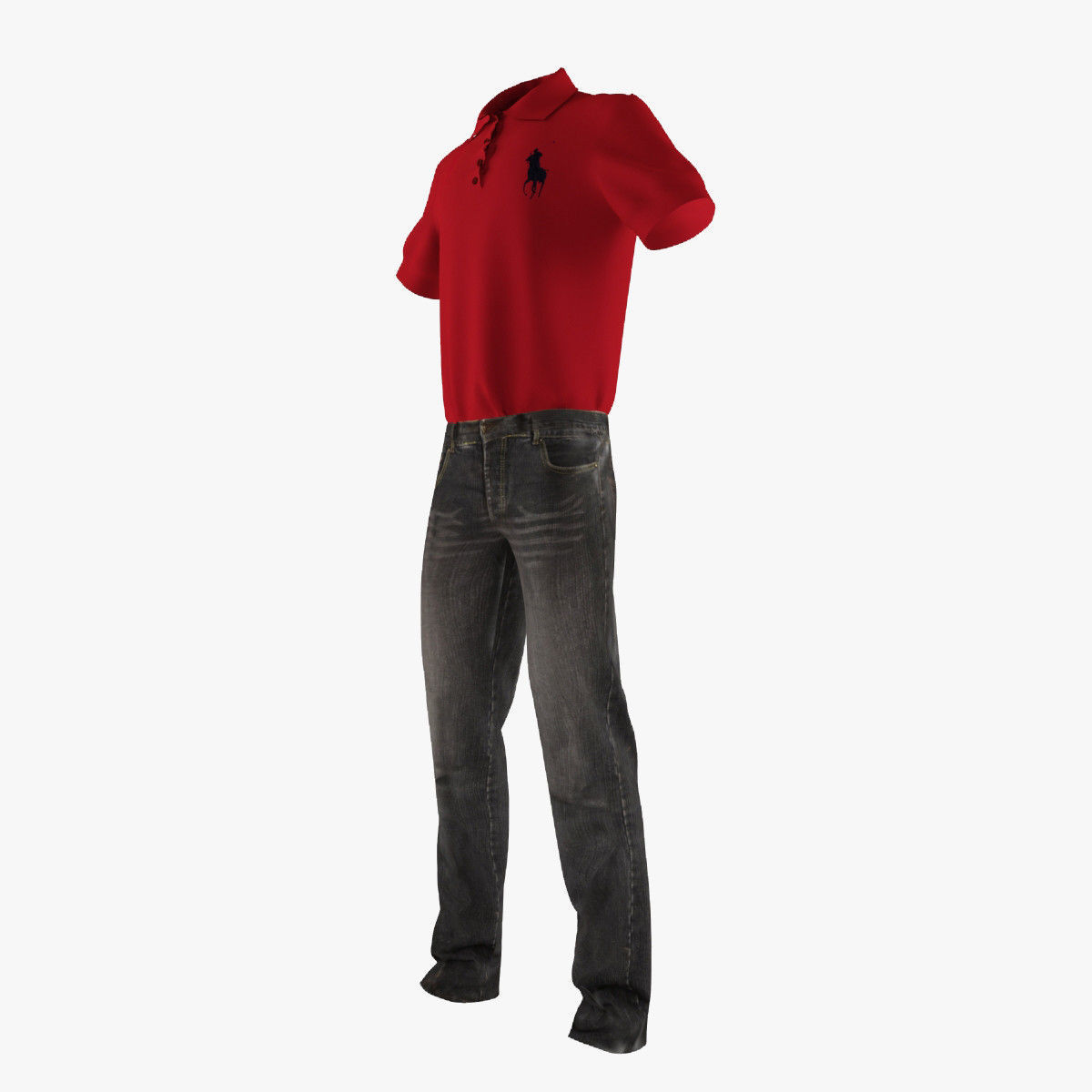 Jeans and Shirt 3D model_13