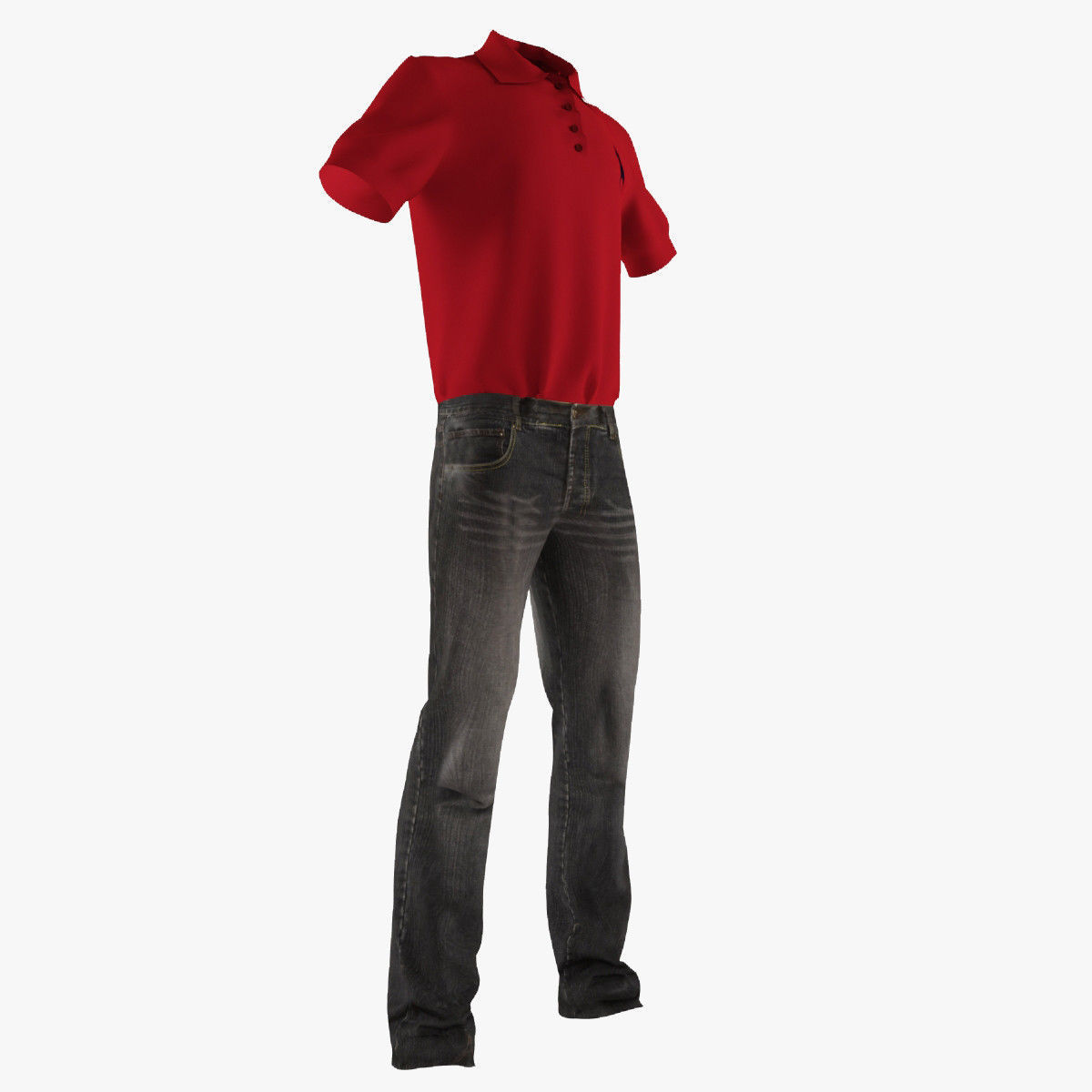 Jeans and Shirt 3D model_3