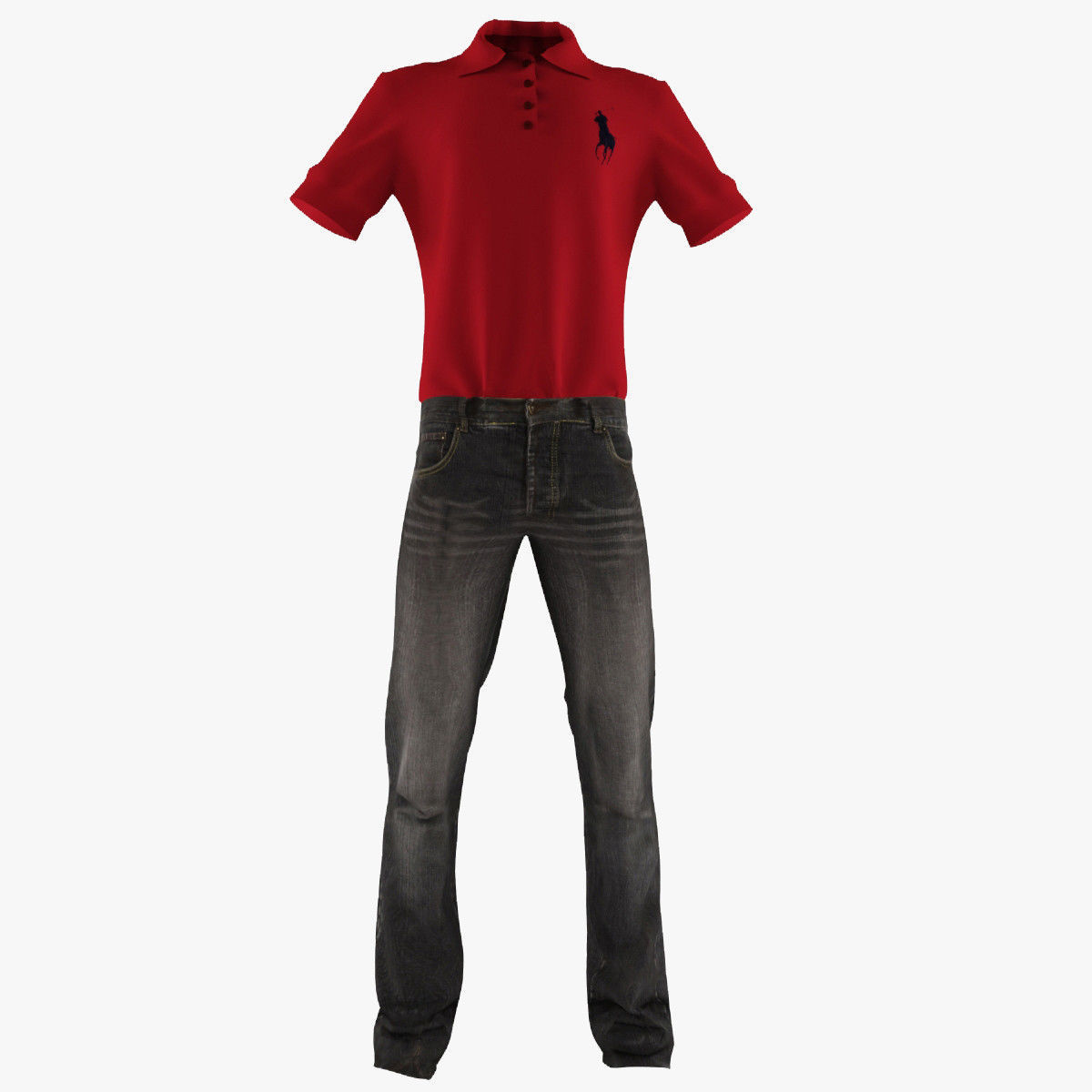 Jeans and Shirt 3D model_1