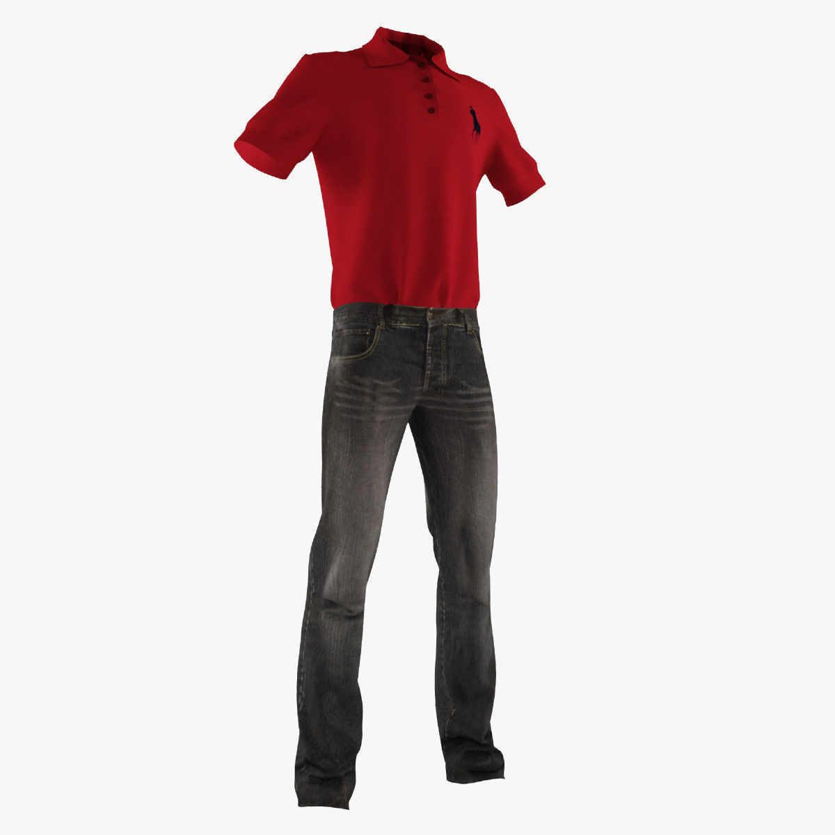 Jeans and Shirt 3D model_2